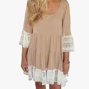 Boho Style Tan mini Dress Size Medium. NWT